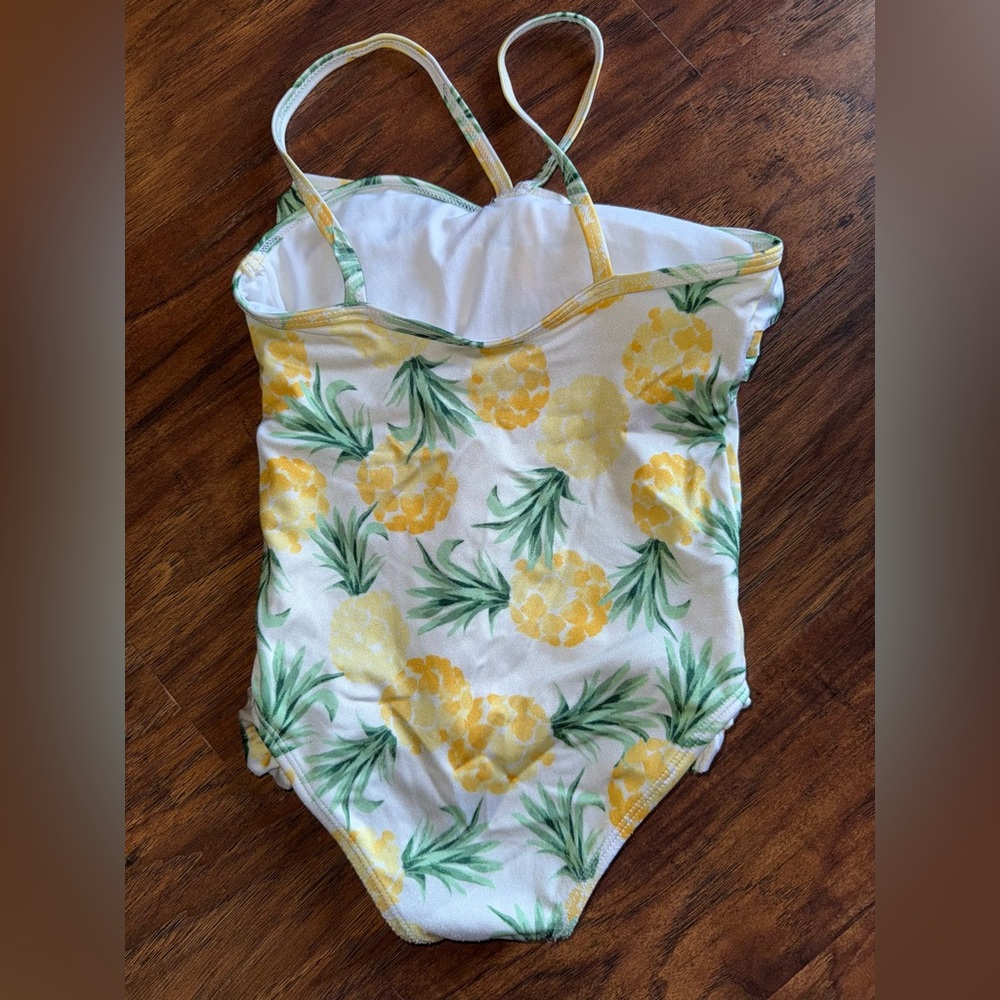 Janie and Jack Yellow Pineapple Kids Swim One Piece with Ruffles - Picture 2 of 2